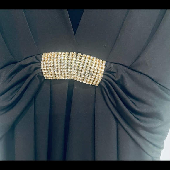 New Black Mini Tie Dress with Rhinestones- Size Small - Picture 5 of 7